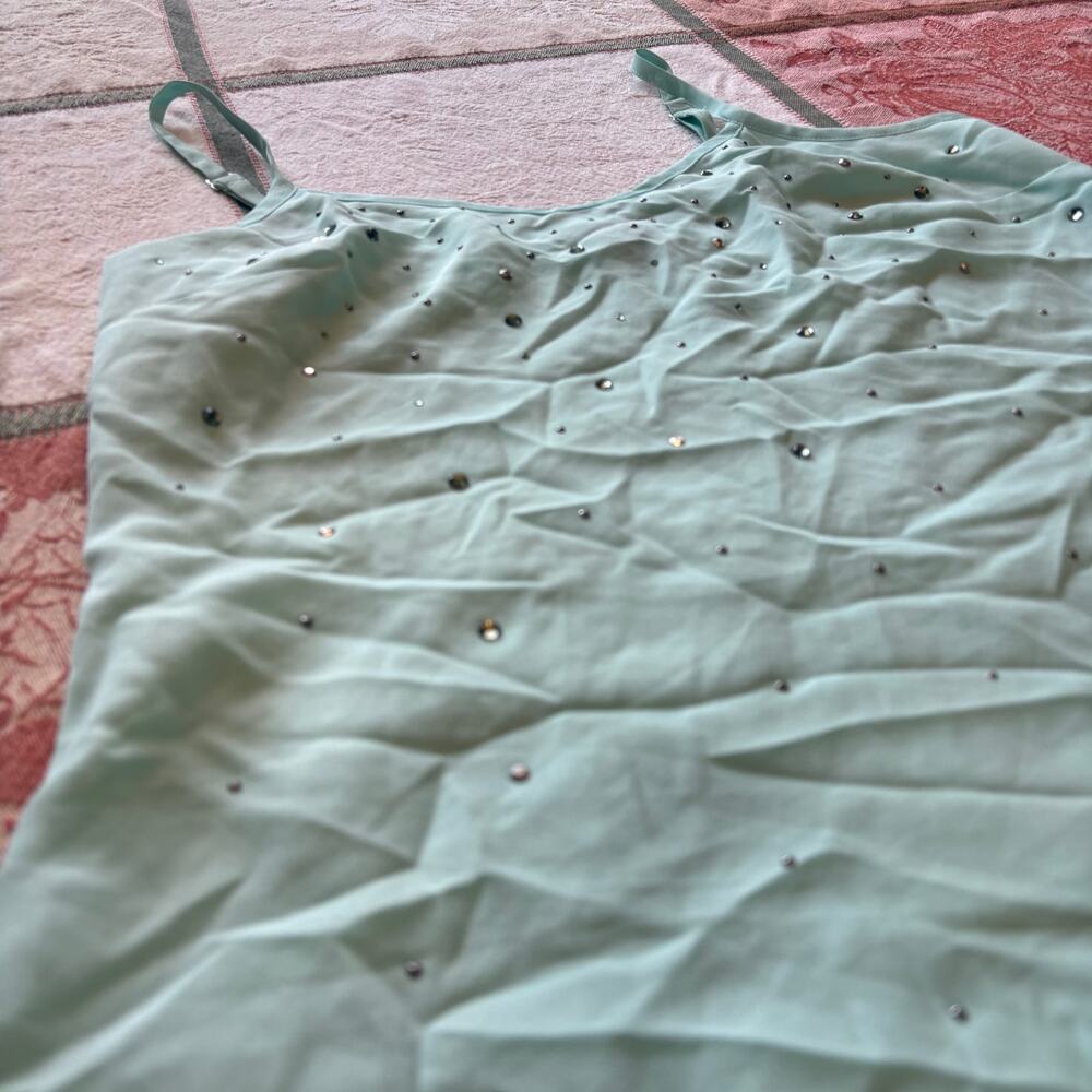 I Heart Ronson Mint Rhinestone Split Back Cami XS - Picture 7 of 7
